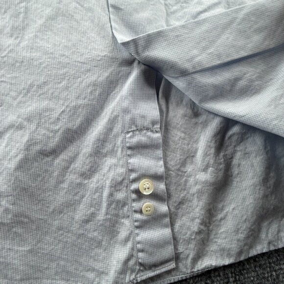 Faconnable 17 Check Blue Button Up Men Shirt French Long Sleeve Spread Adult - Picture 9 of 14